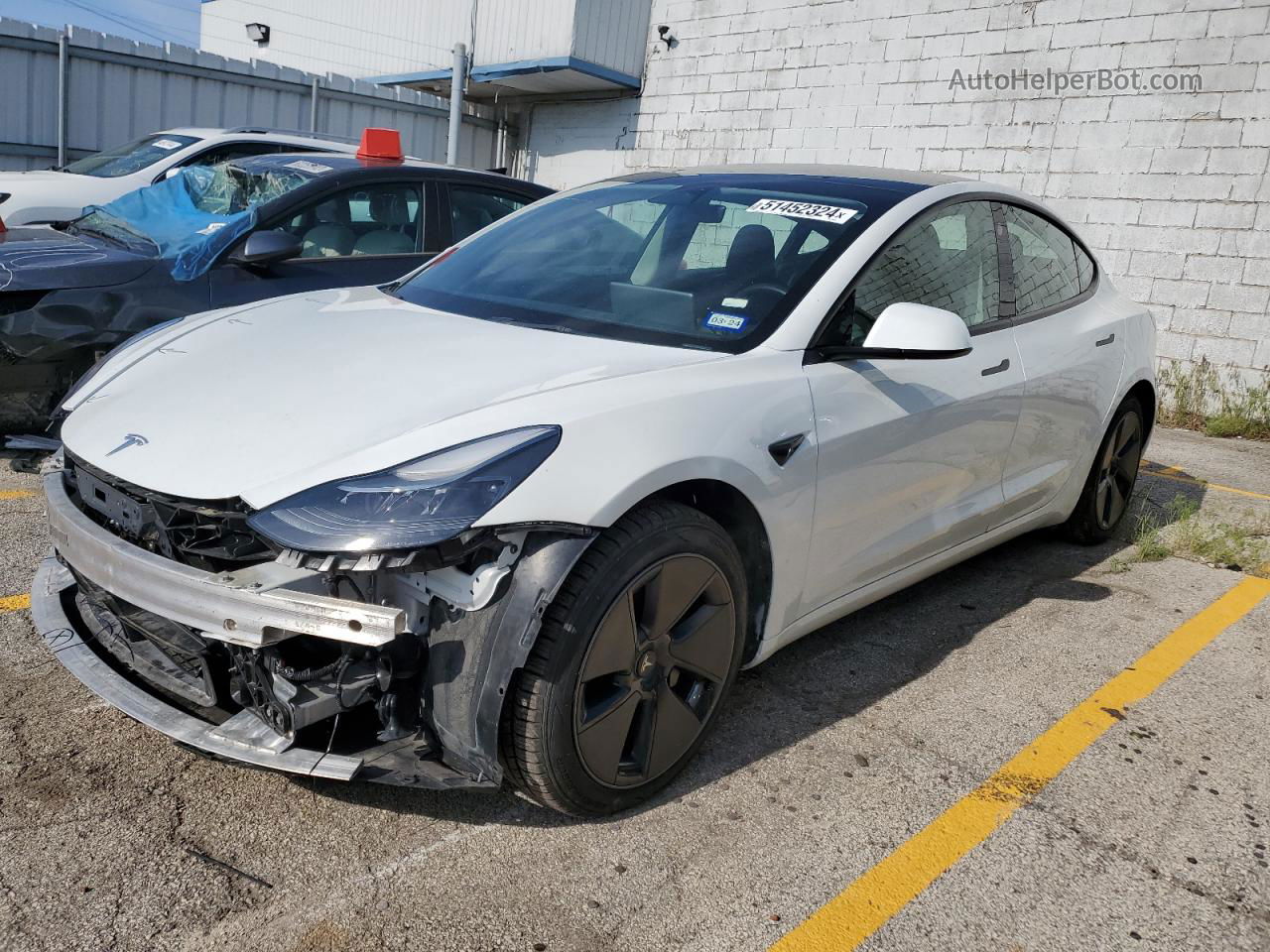 2022 Tesla Model 3  White vin: 5YJ3E1EB4NF190960