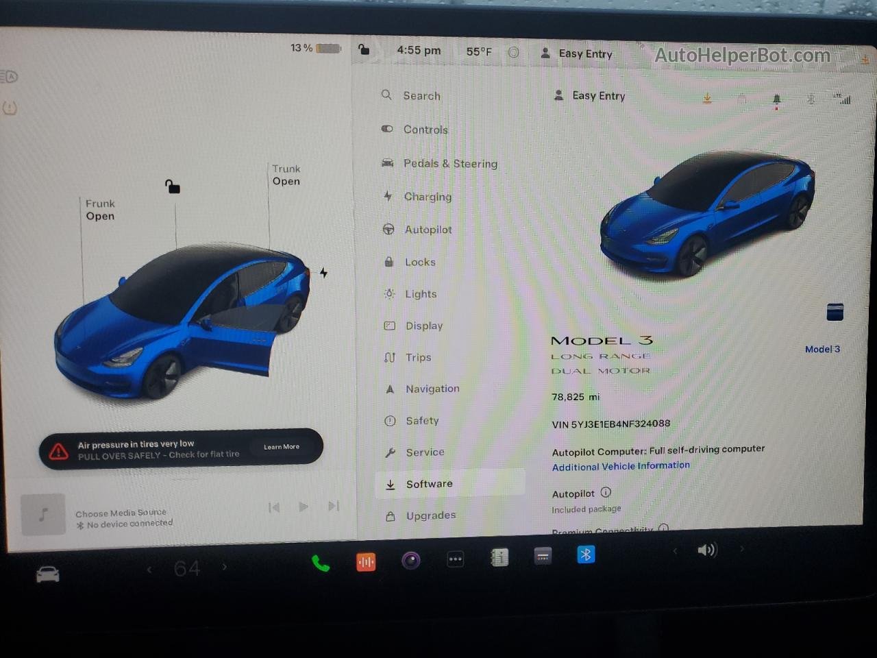 2022 Tesla Model 3  Blue vin: 5YJ3E1EB4NF324088