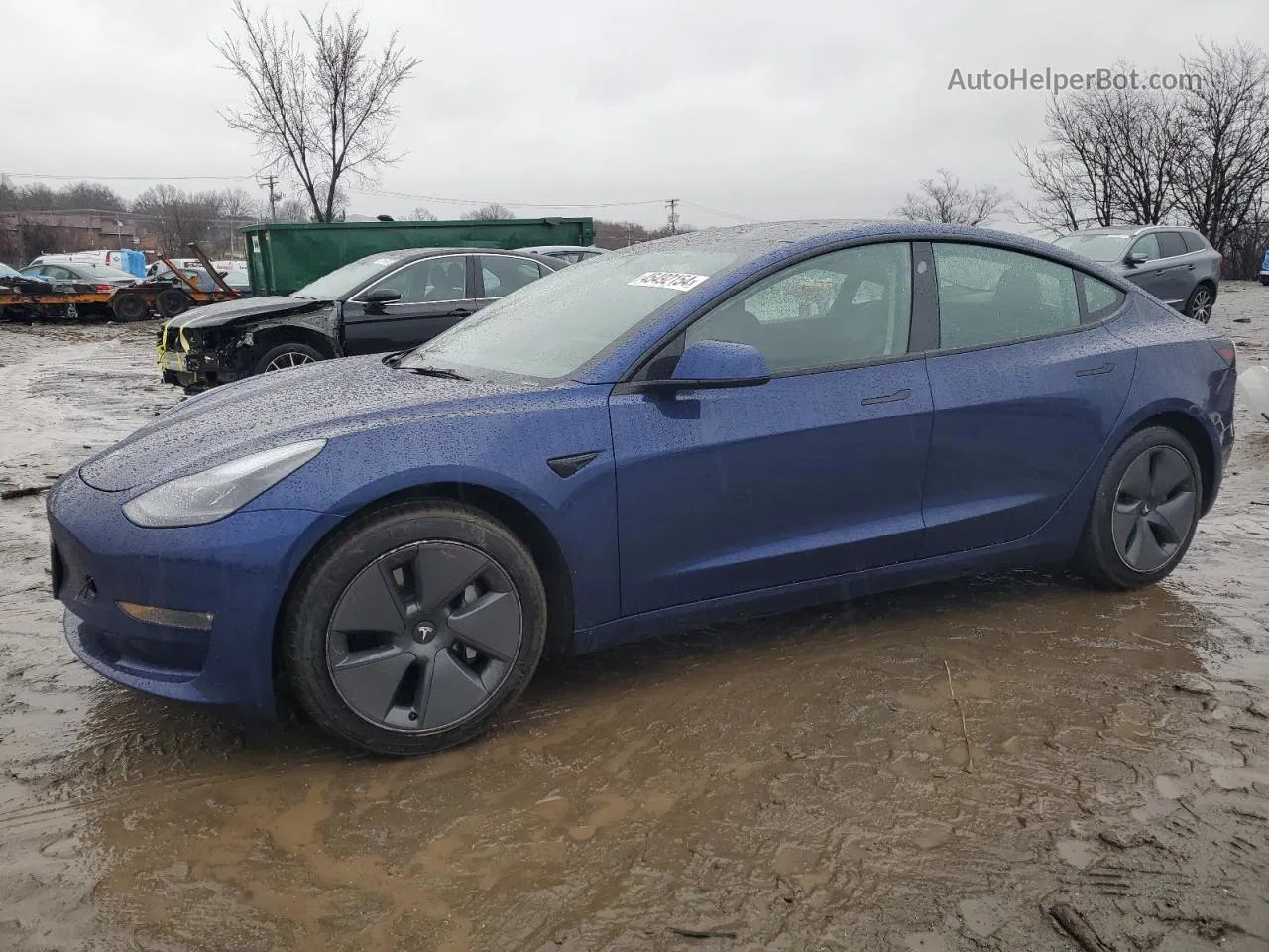 2022 Tesla Model 3  Синий vin: 5YJ3E1EB4NF324088