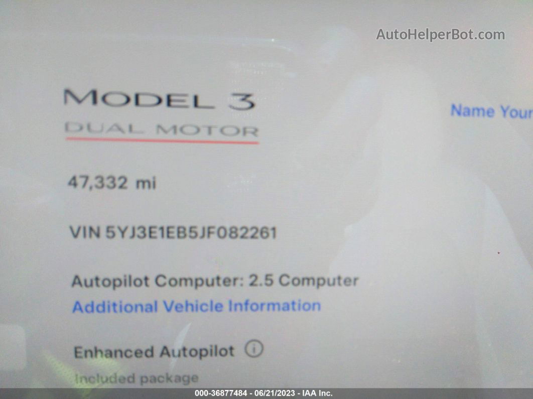 2018 Tesla Model 3 Long Range White vin: 5YJ3E1EB5JF082261