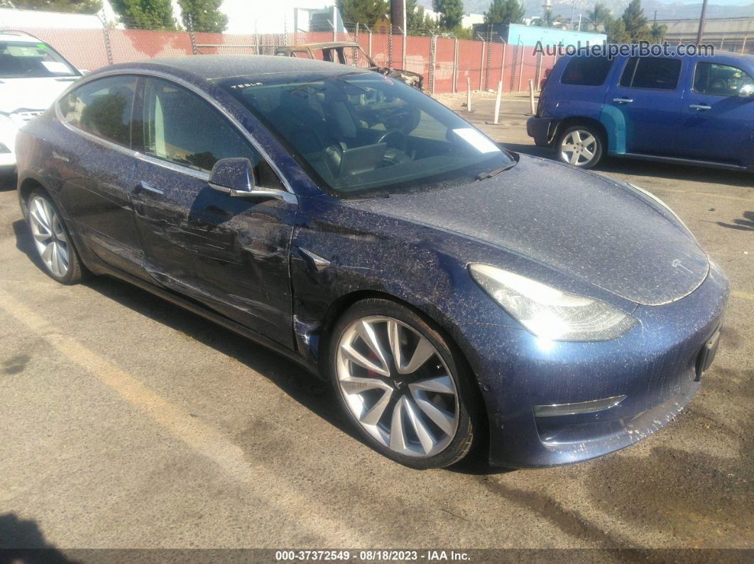 2018 Tesla Model 3 Long Range Blue vin: 5YJ3E1EB5JF083927