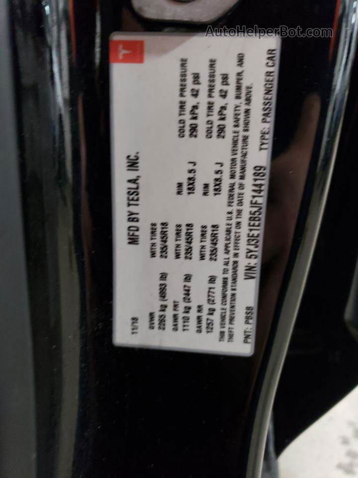 2018 Tesla Model 3  Black vin: 5YJ3E1EB5JF144189