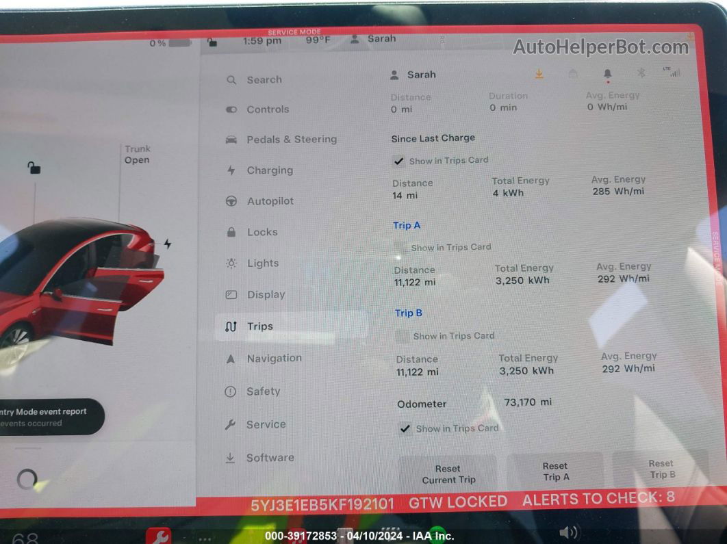 2019 Tesla Model 3 Long Range/performance Red vin: 5YJ3E1EB5KF192101