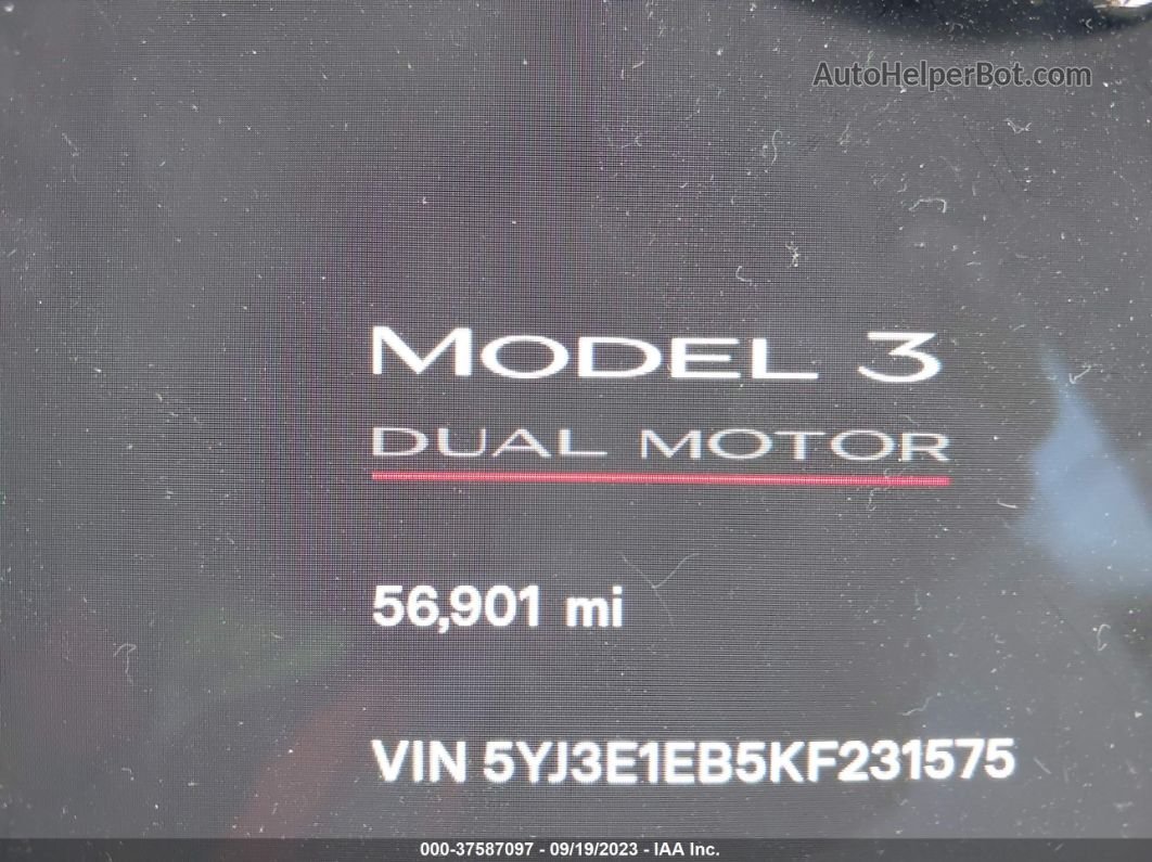 2019 Tesla Model 3 Long Range/performance Gray vin: 5YJ3E1EB5KF231575