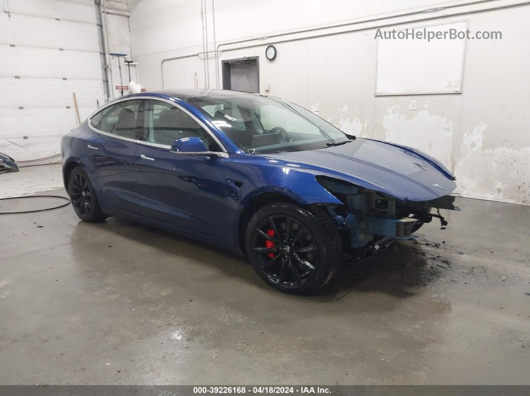 2019 Tesla Model 3 Long Range/performance Blue vin: 5YJ3E1EB5KF434661