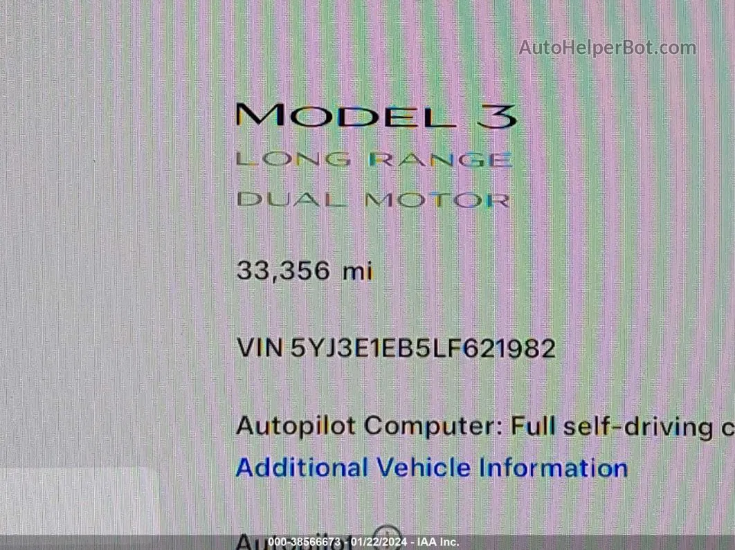 2020 Tesla Model 3 Long Range Dual Motor All-wheel Drive Синий vin: 5YJ3E1EB5LF621982