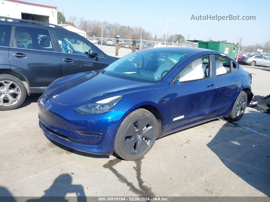 2021 Tesla Model 3 Long Range Dual Motor All-wheel Drive Blue vin: 5YJ3E1EB5MF063472