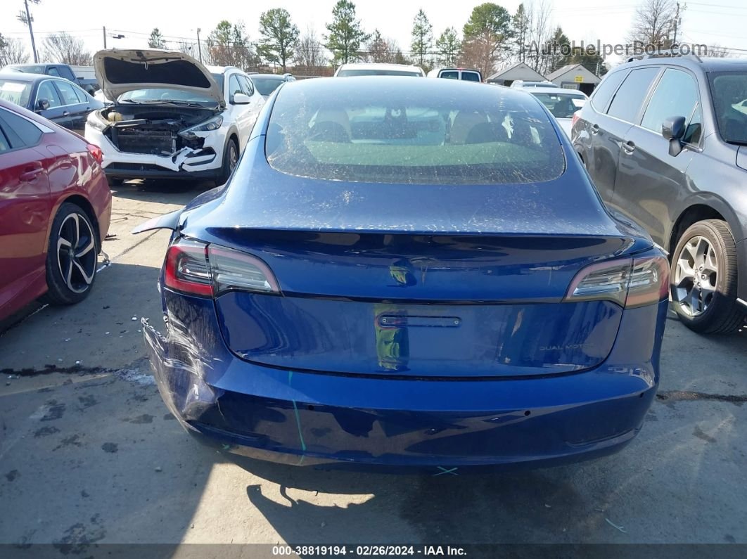 2021 Tesla Model 3 Long Range Dual Motor All-wheel Drive Blue vin: 5YJ3E1EB5MF063472