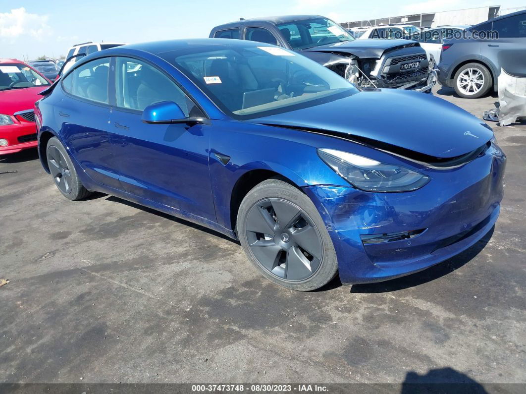 2021 Tesla Model 3 Long Range Blue vin: 5YJ3E1EB5MF086993