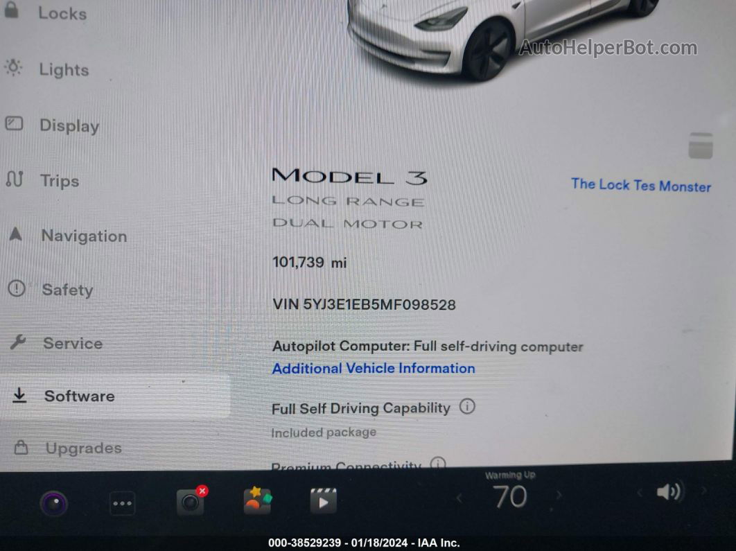 2021 Tesla Model 3 Long Range Dual Motor All-wheel Drive Белый vin: 5YJ3E1EB5MF098528