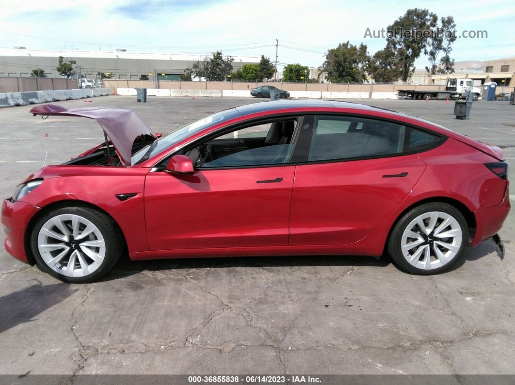 2021 Tesla Model 3 Long Range Red vin: 5YJ3E1EB5MF927405