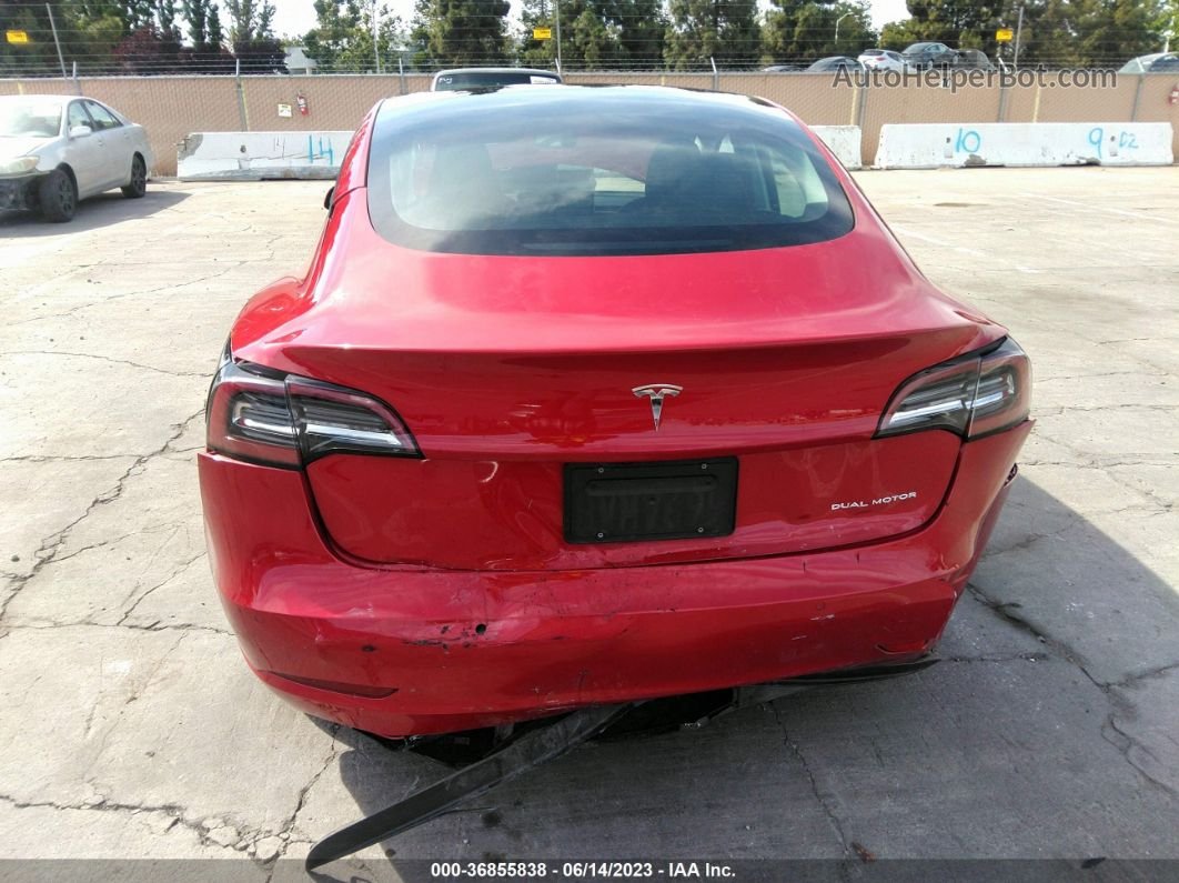 2021 Tesla Model 3 Long Range Red vin: 5YJ3E1EB5MF927405