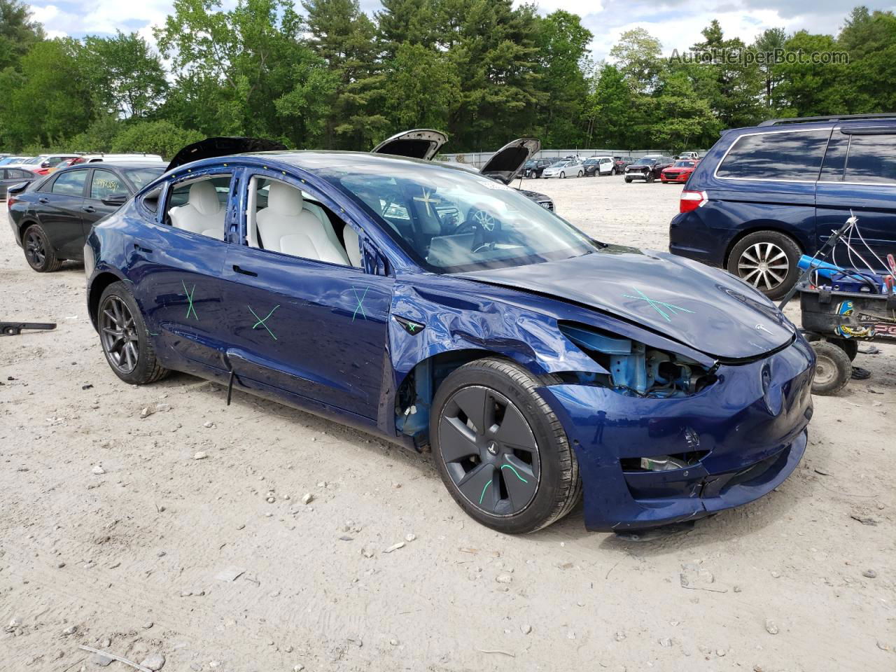 2022 Tesla Model 3  Синий vin: 5YJ3E1EB5NF173956