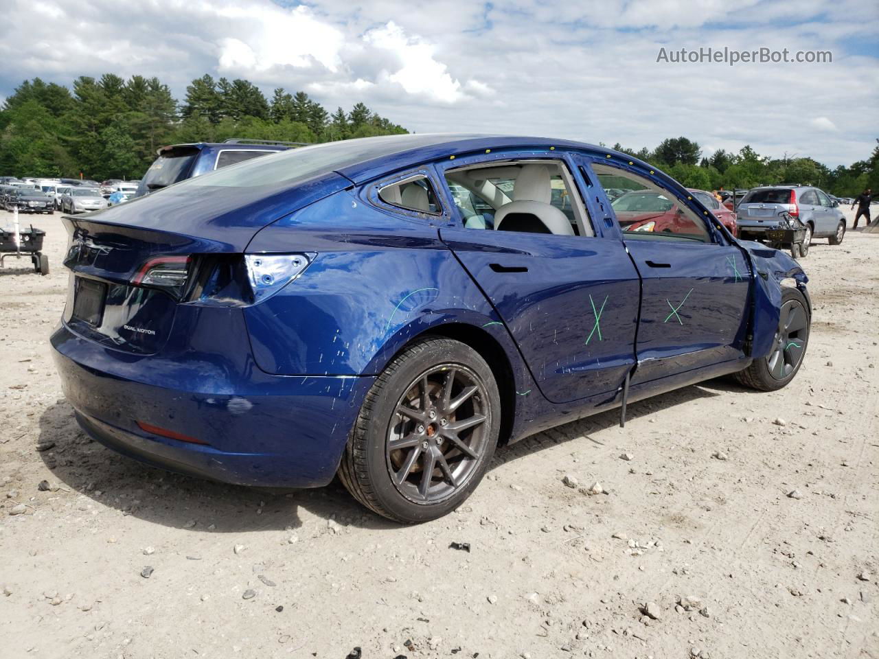 2022 Tesla Model 3  Синий vin: 5YJ3E1EB5NF173956