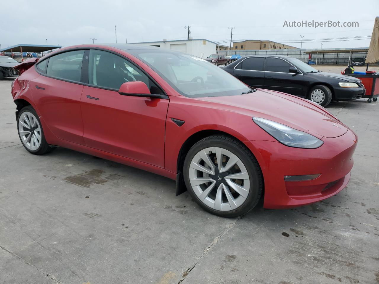 2022 Tesla Model 3  Red vin: 5YJ3E1EB5NF201433