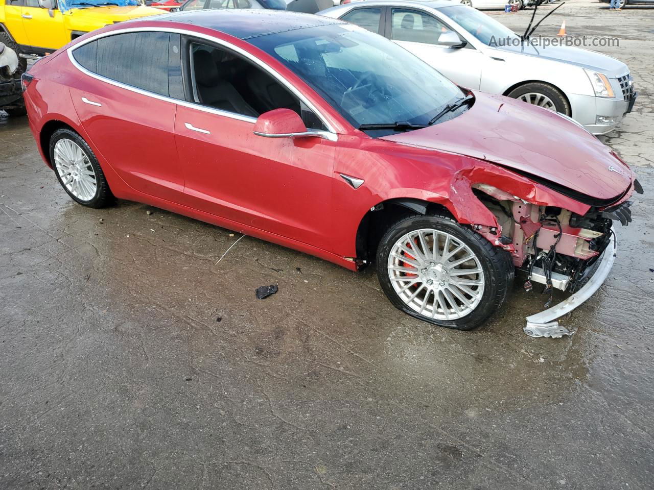 2018 Tesla Model 3  Burgundy vin: 5YJ3E1EB6JF072791