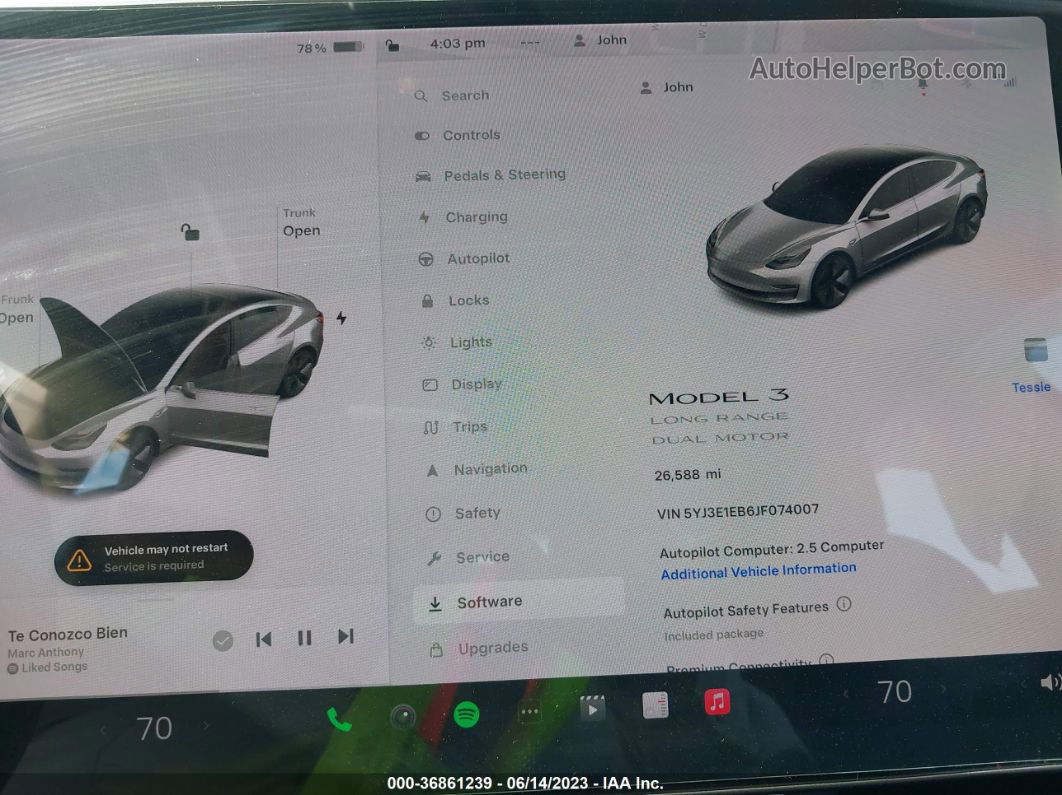 2018 Tesla Model 3 Long Range Silver vin: 5YJ3E1EB6JF074007