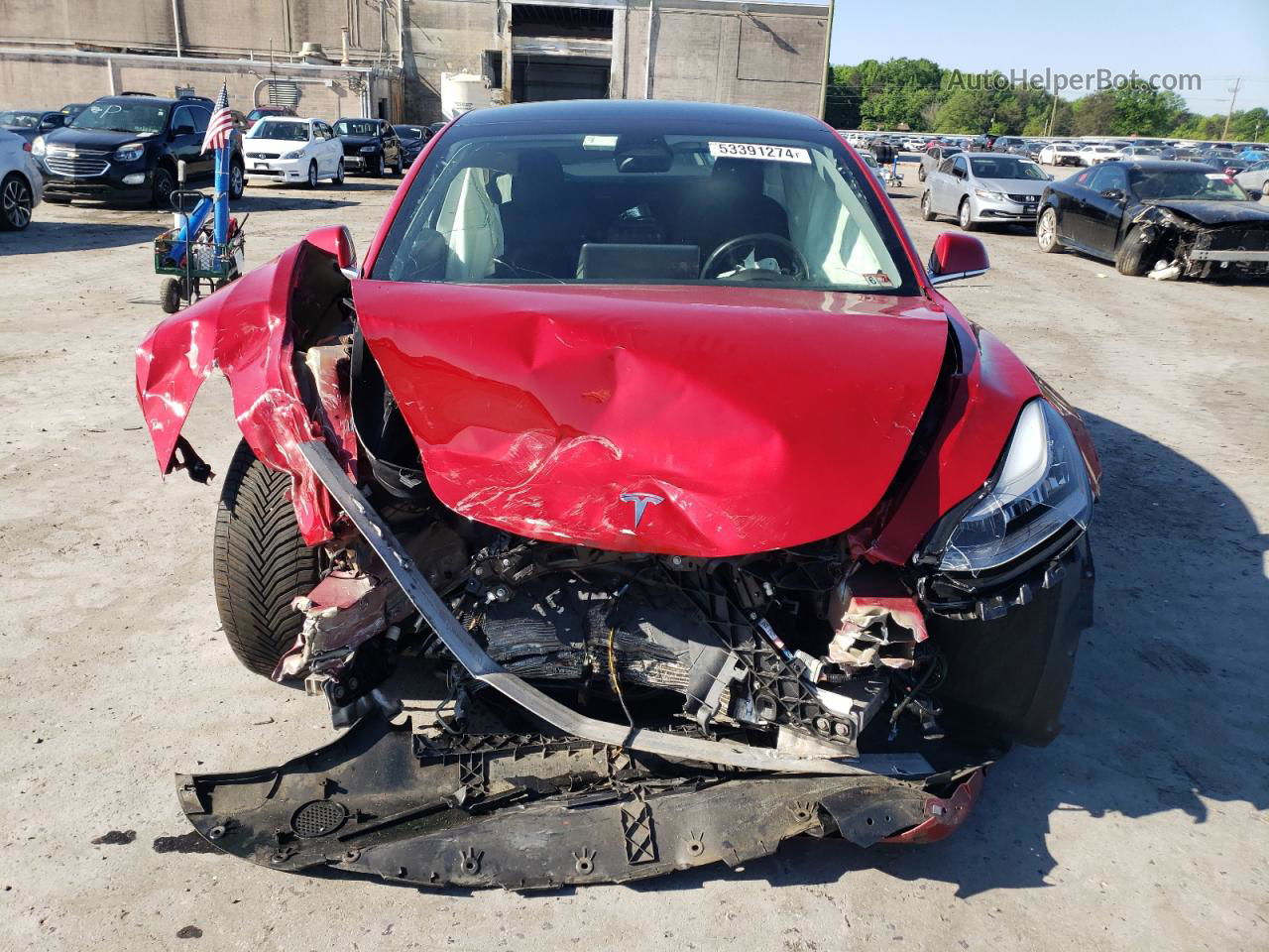 2019 Tesla Model 3  Red vin: 5YJ3E1EB6KF389598