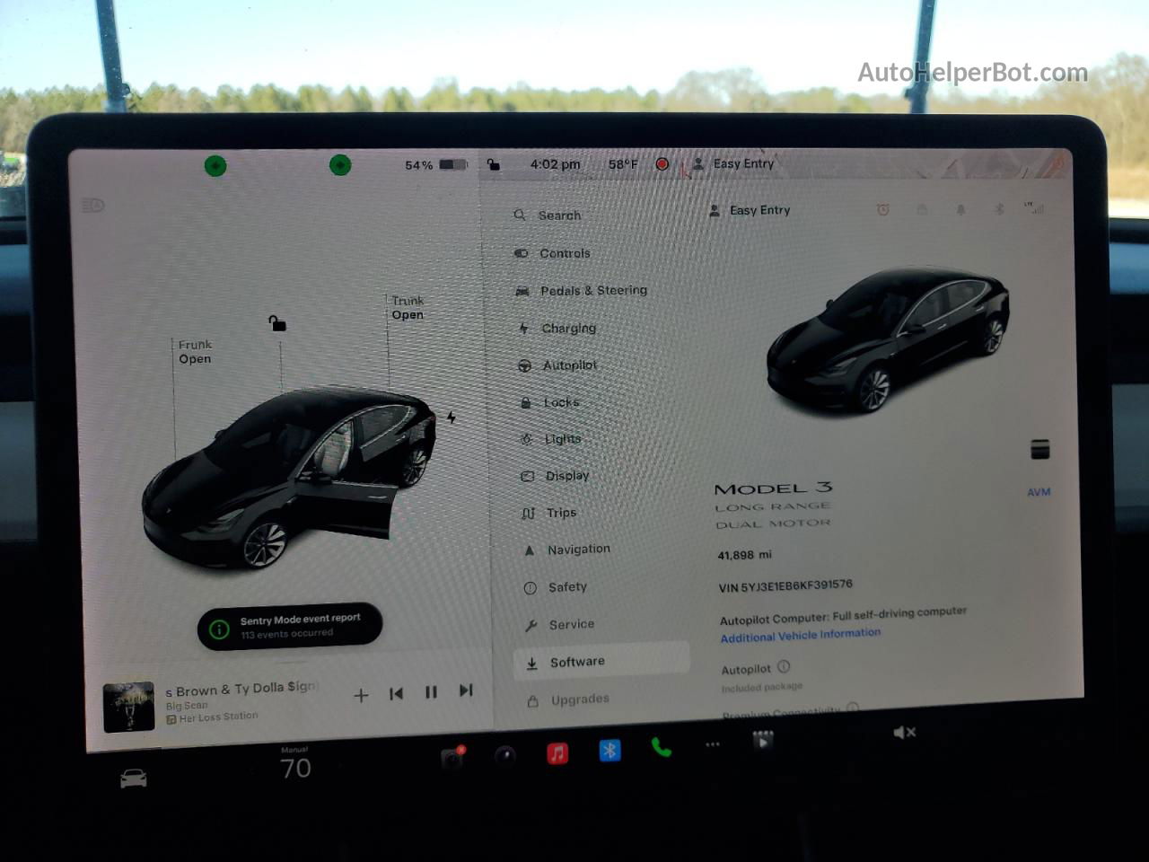 2019 Tesla Model 3  Черный vin: 5YJ3E1EB6KF391576