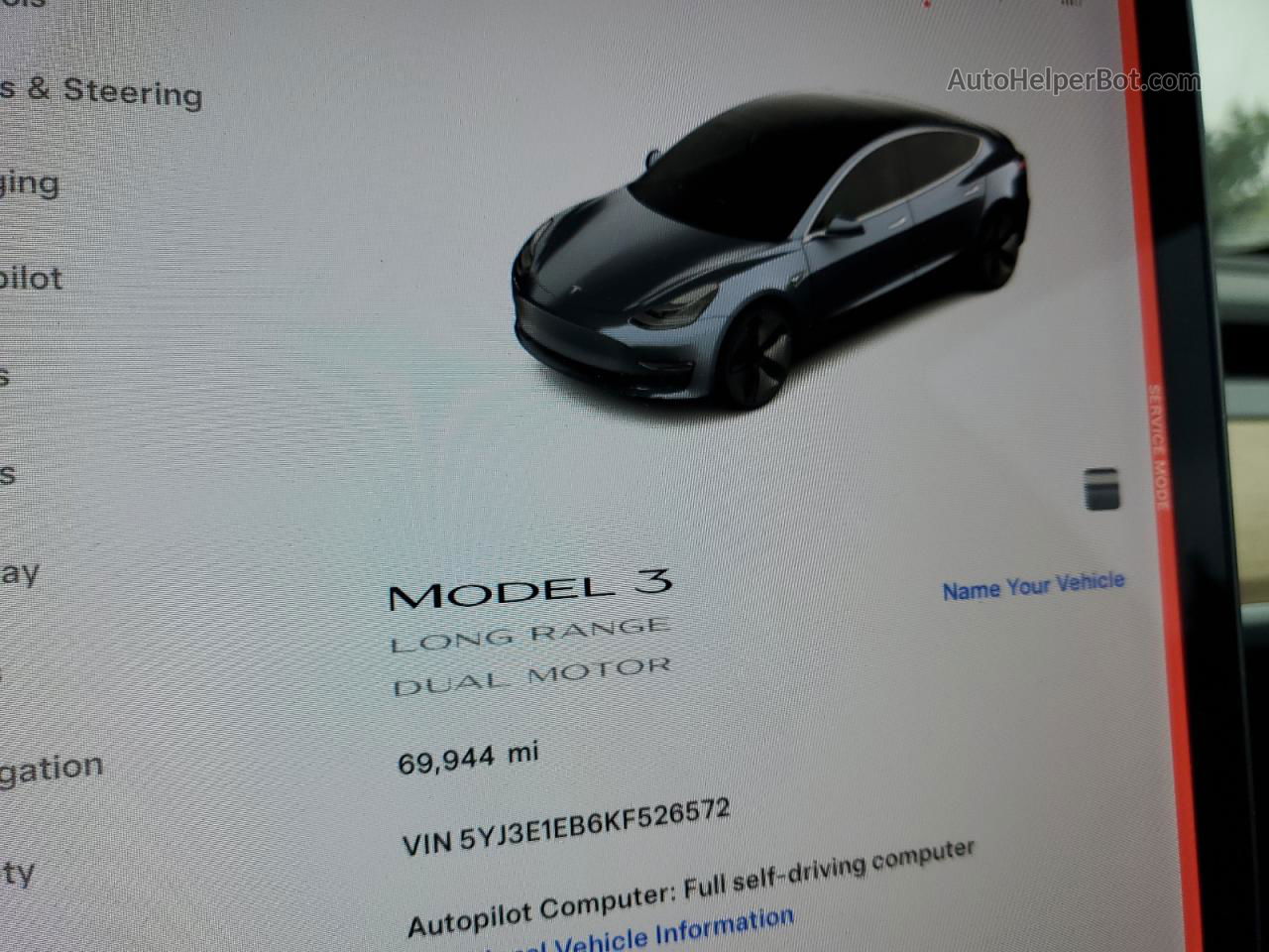 2019 Tesla Model 3  Gray vin: 5YJ3E1EB6KF526572