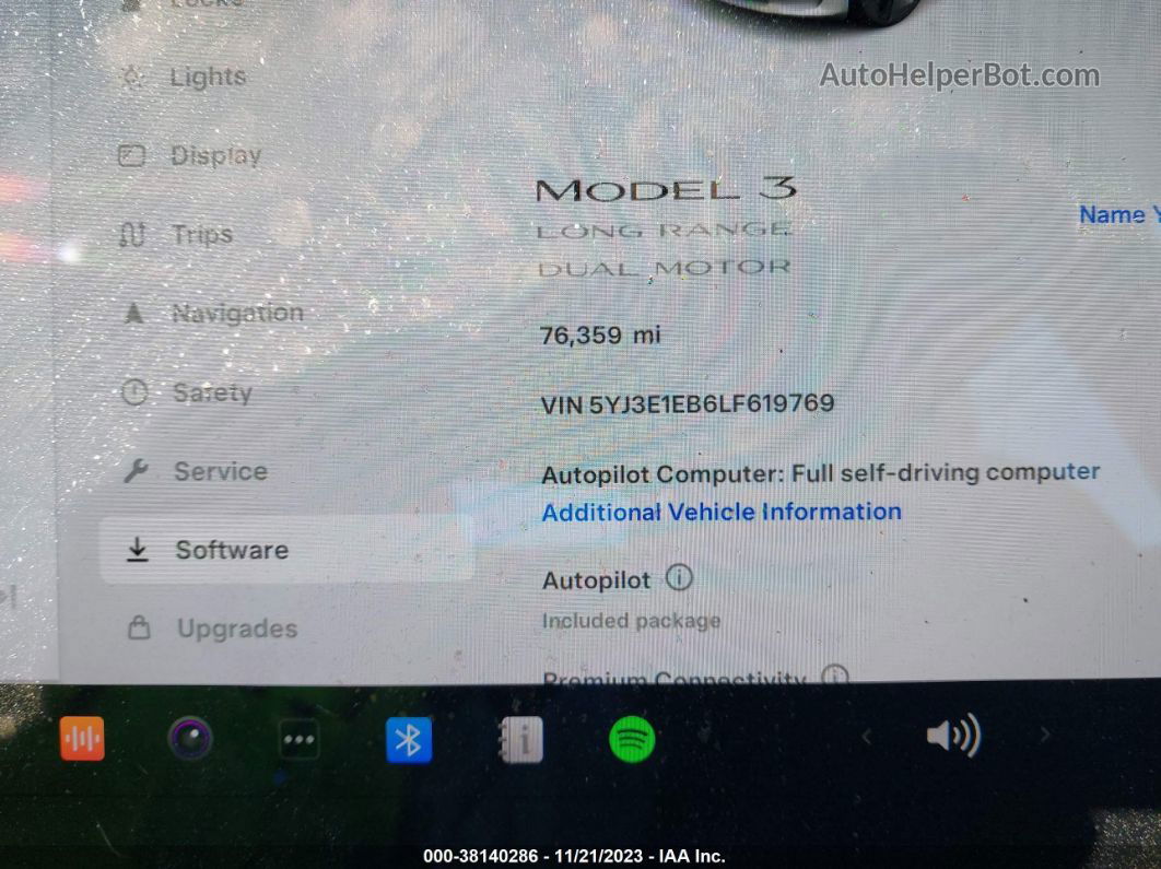 2020 Tesla Model 3 Long Range Dual Motor All-wheel Drive White vin: 5YJ3E1EB6LF619769