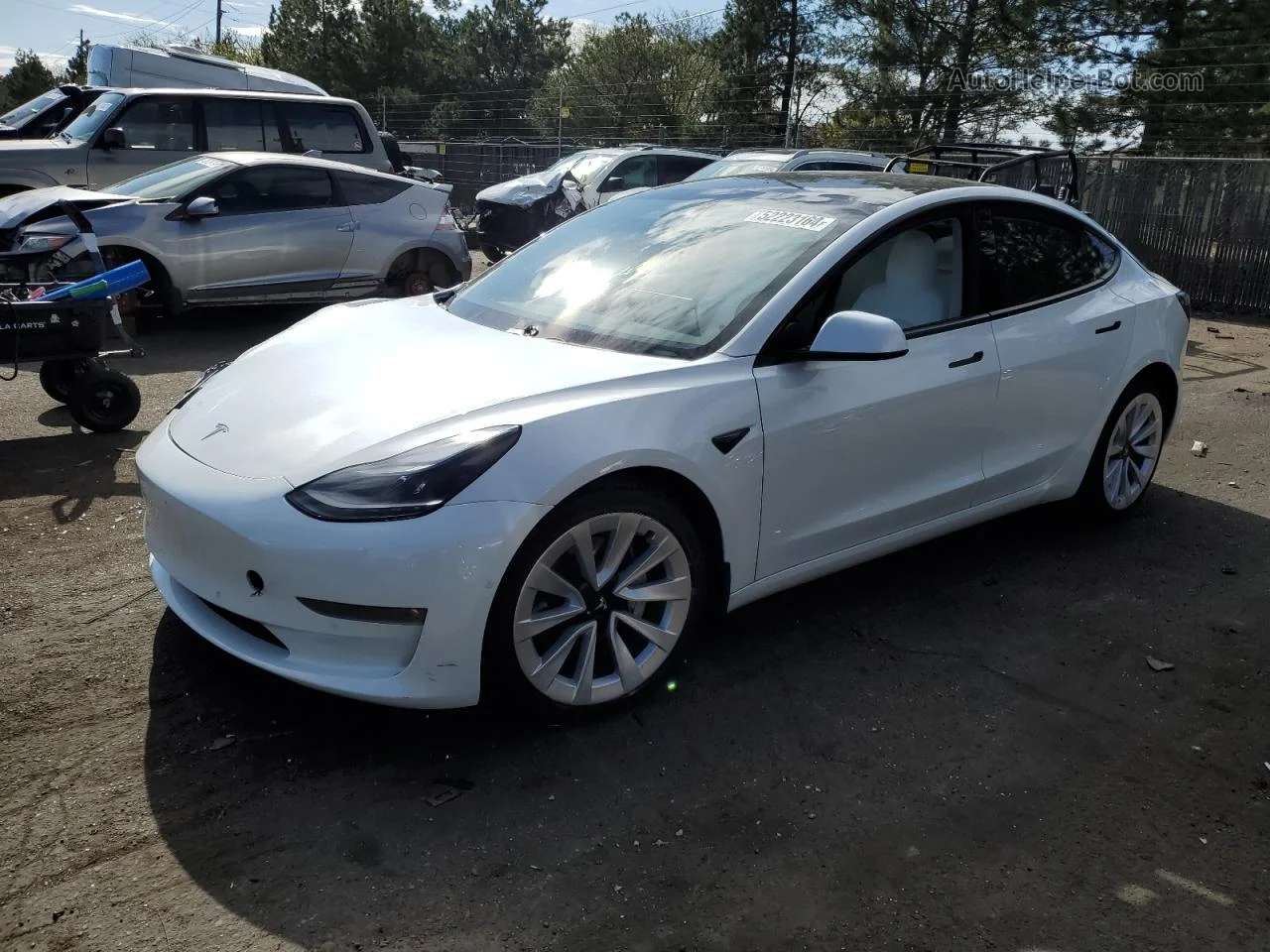 2021 Tesla Model 3  White vin: 5YJ3E1EB6MF879297