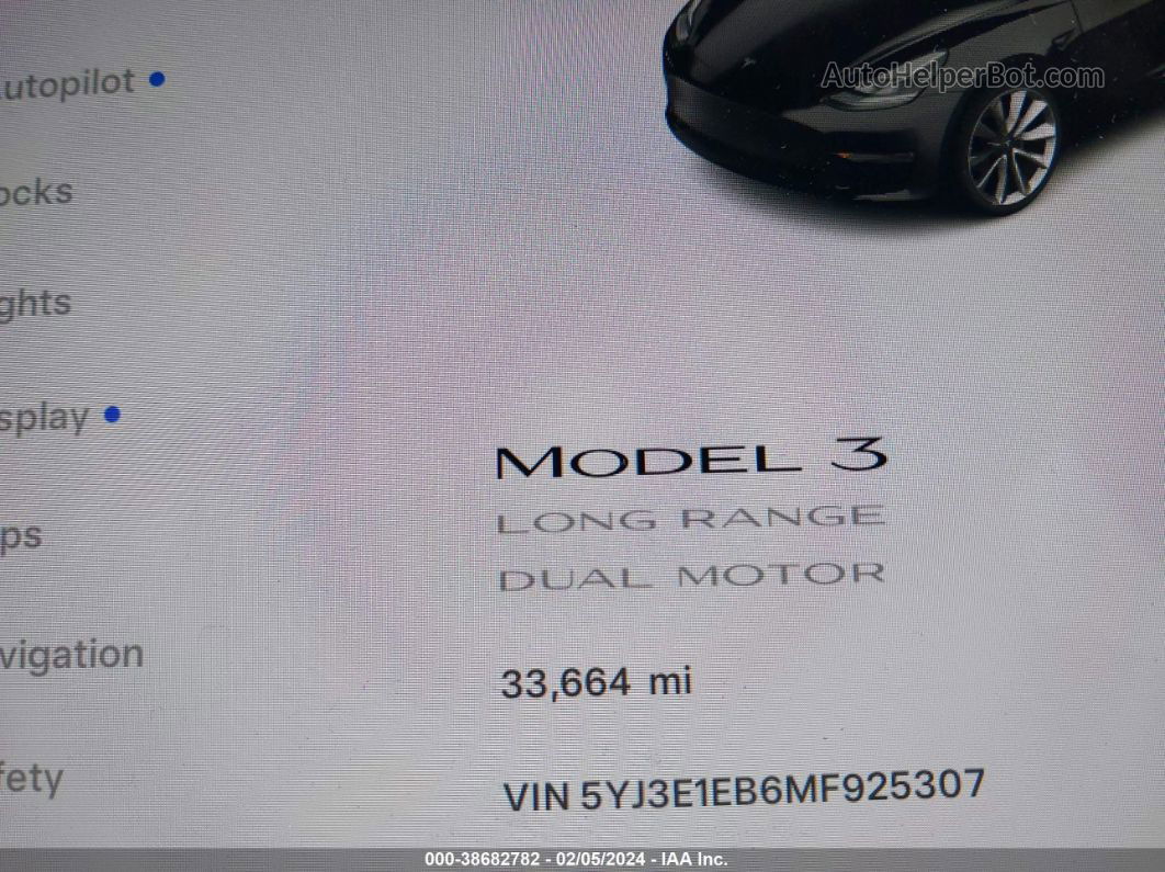 2021 Tesla Model 3 Long Range Dual Motor All-wheel Drive Black vin: 5YJ3E1EB6MF925307