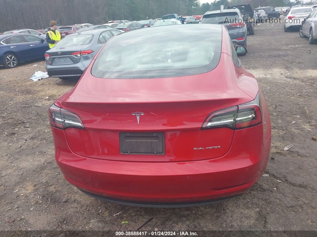 2021 Tesla Model 3 Long Range Dual Motor All-wheel Drive Red vin: 5YJ3E1EB6MF927056