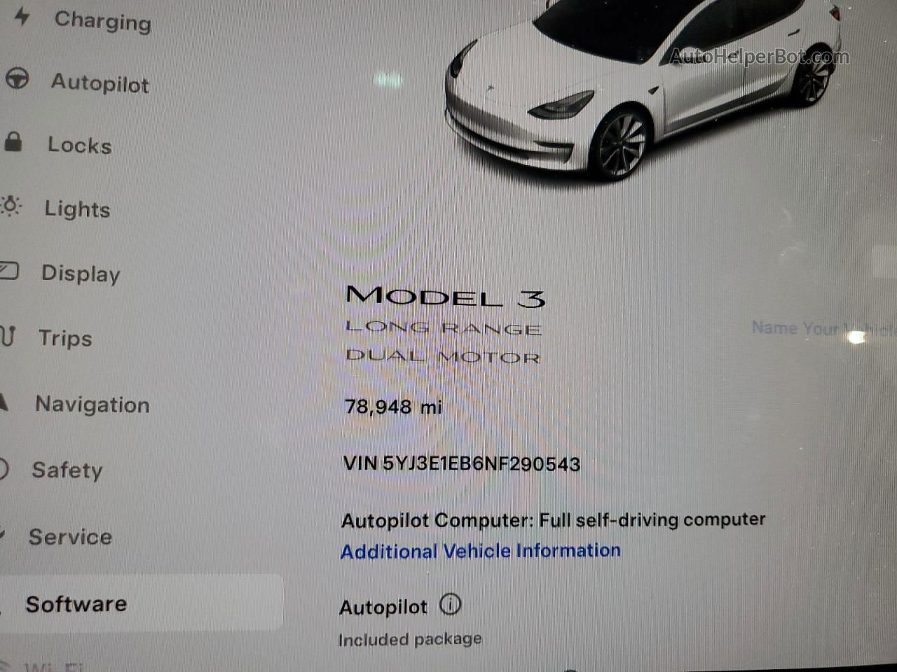 2022 Tesla Model 3  Белый vin: 5YJ3E1EB6NF290543