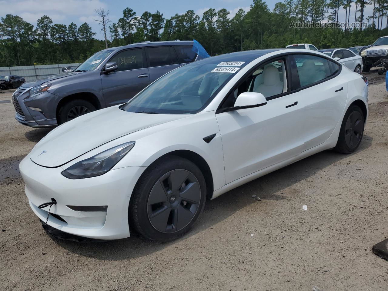 2022 Tesla Model 3  White vin: 5YJ3E1EB6NF327204