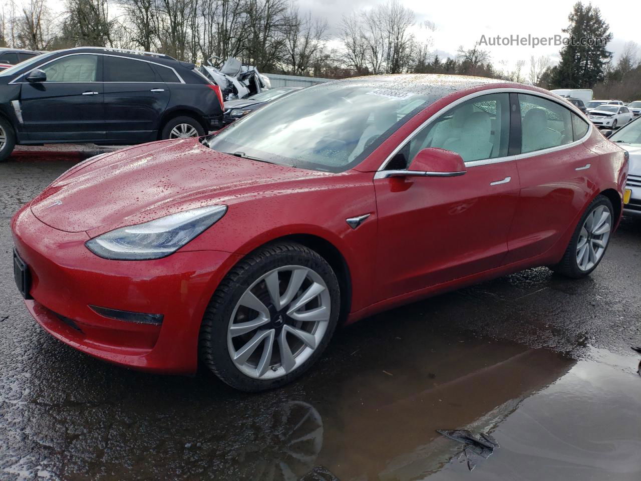 2018 Tesla Model 3  Красный vin: 5YJ3E1EB7JF100839