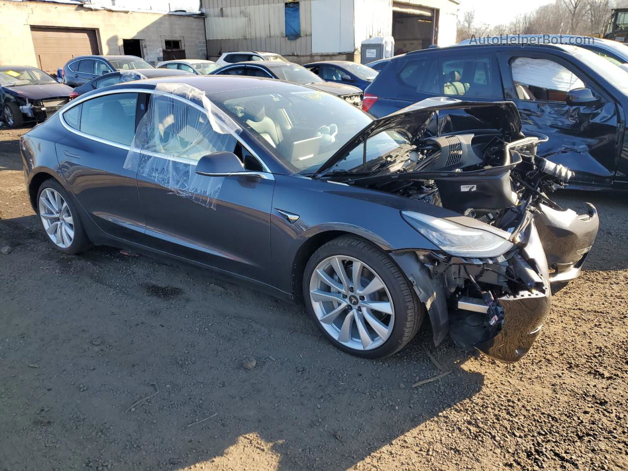 2018 Tesla Model 3  Gray vin: 5YJ3E1EB7JF114157