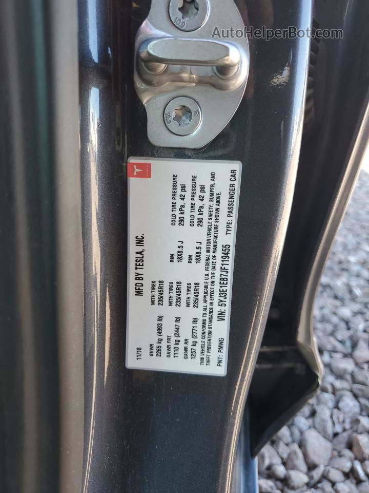 2018 Tesla Model 3  Charcoal vin: 5YJ3E1EB7JF119455