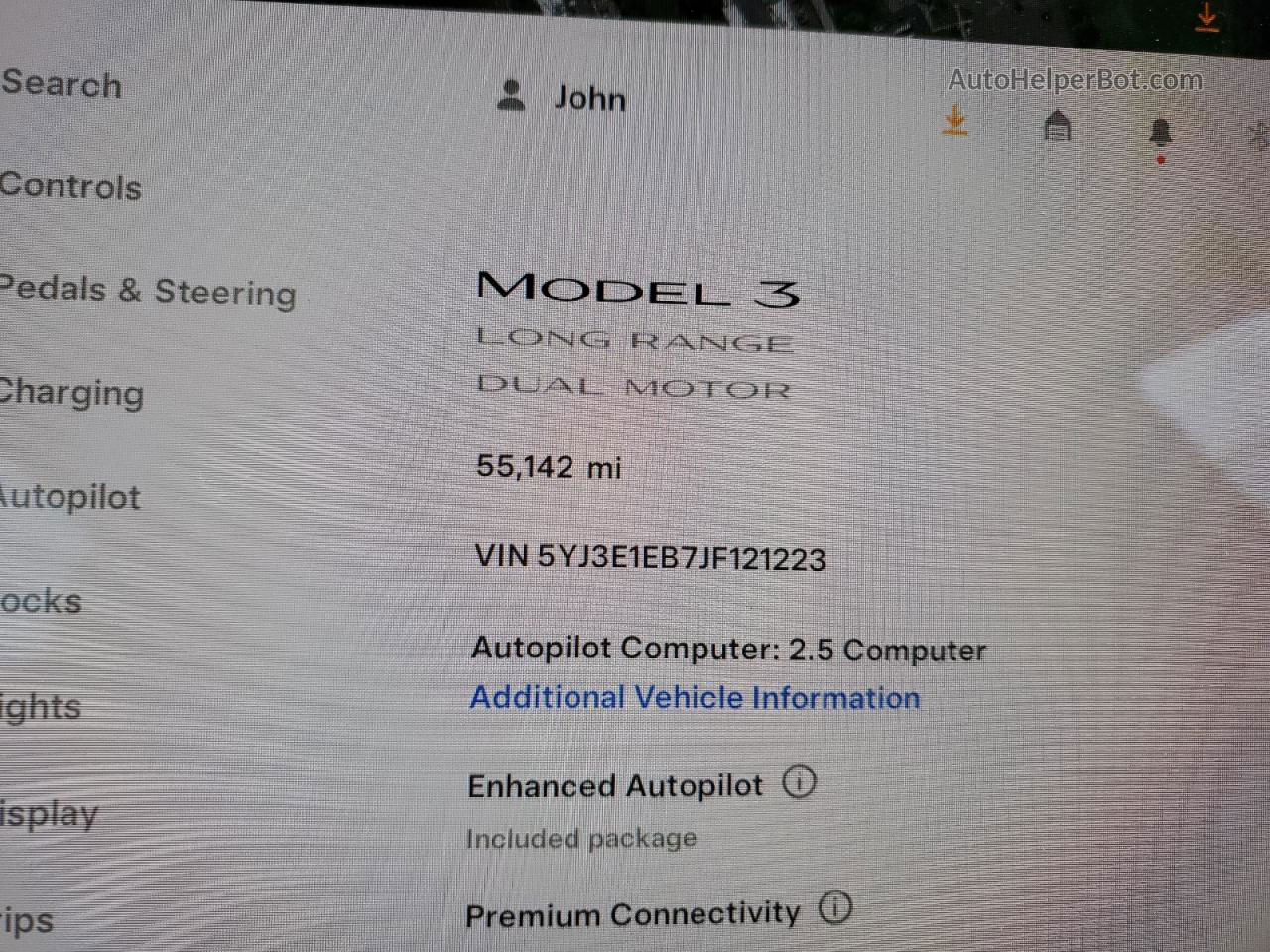 2018 Tesla Model 3  Угольный vin: 5YJ3E1EB7JF121223