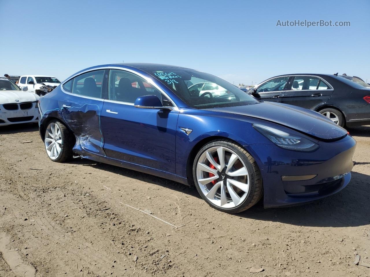 2019 Tesla Model 3  Синий vin: 5YJ3E1EB7KF413617