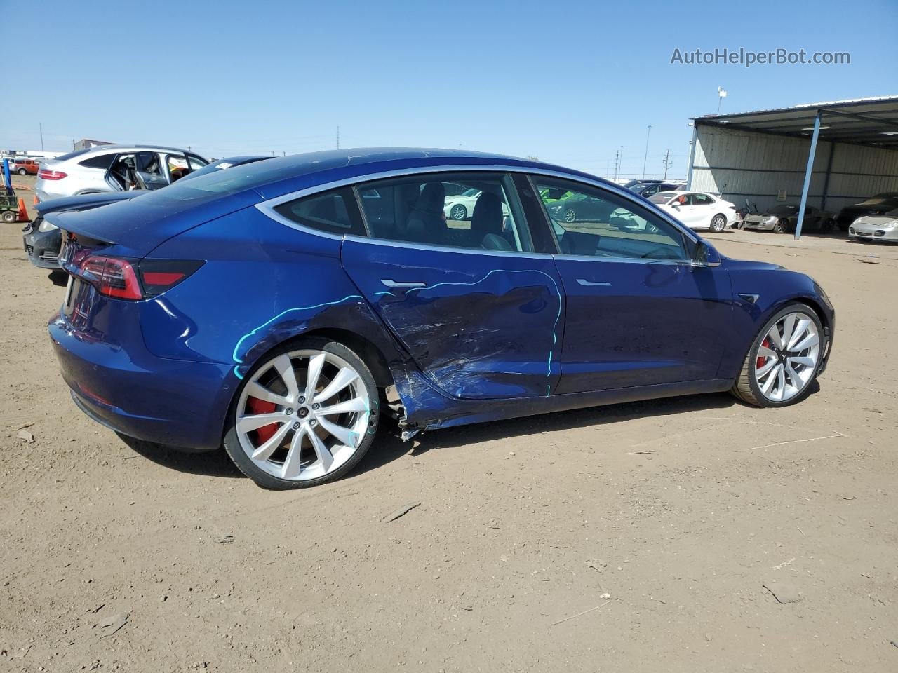 2019 Tesla Model 3  Blue vin: 5YJ3E1EB7KF413617