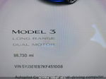 2019 Tesla Model 3 Long Range/performance Blue vin: 5YJ3E1EB7KF451008