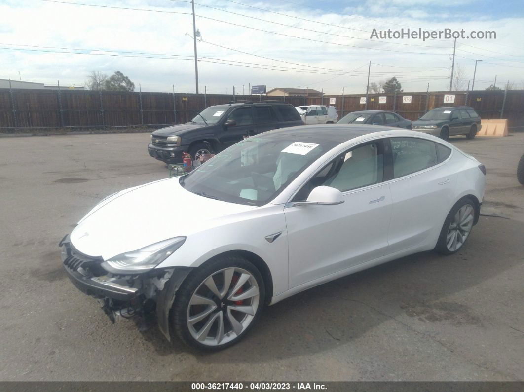 2019 Tesla Model 3 Long Range/performance White vin: 5YJ3E1EB7KF454992