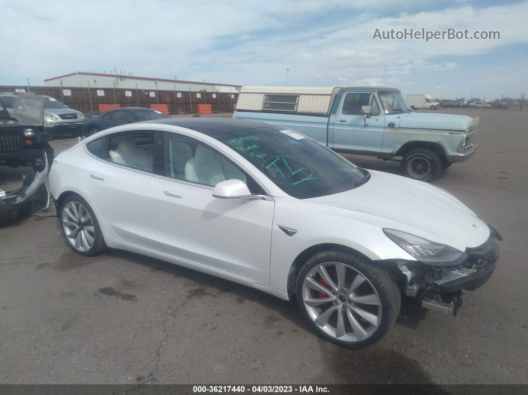 2019 Tesla Model 3 Long Range/performance White vin: 5YJ3E1EB7KF454992