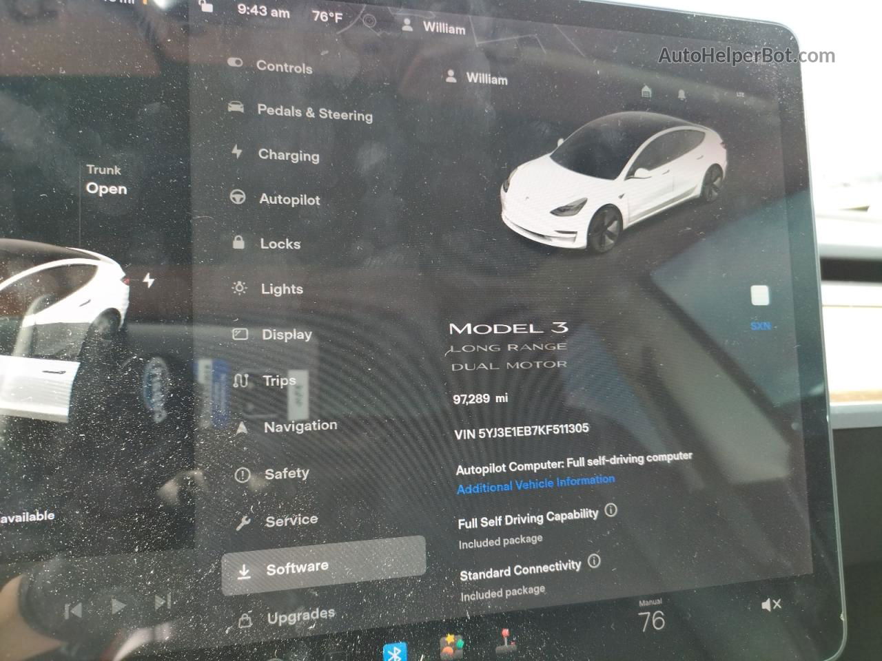 2019 Tesla Model 3  Белый vin: 5YJ3E1EB7KF511305