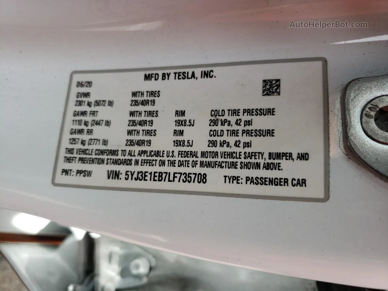 2020 Tesla Model 3  Orange vin: 5YJ3E1EB7LF735708