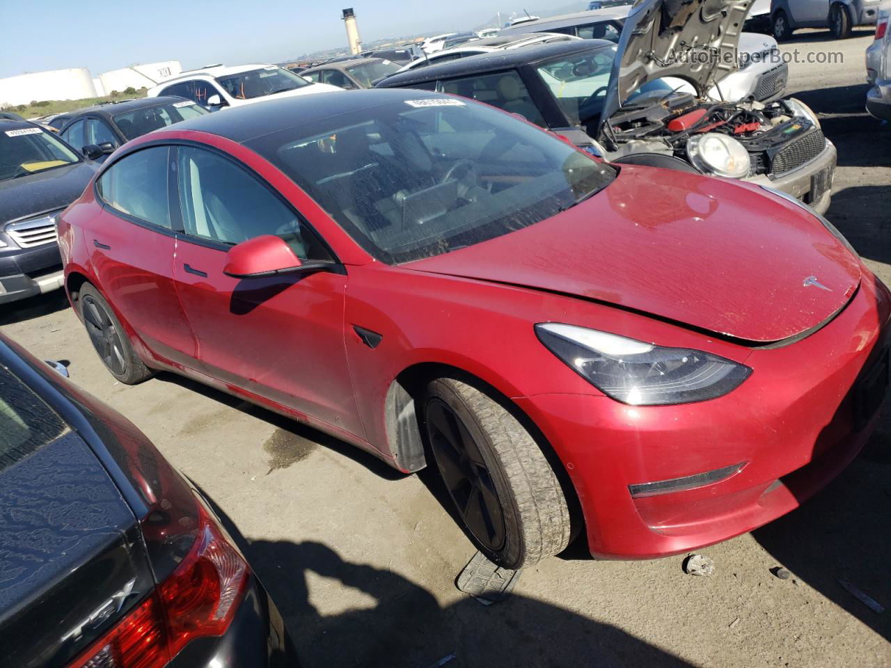 2021 Tesla Model 3  Red vin: 5YJ3E1EB7MF073372