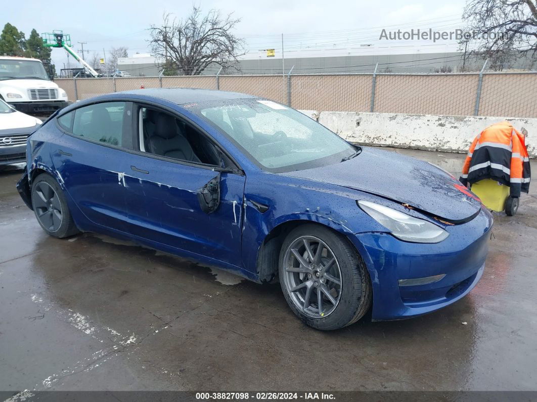 2021 Tesla Model 3 Long Range Dual Motor All-wheel Drive Blue vin: 5YJ3E1EB7MF076711