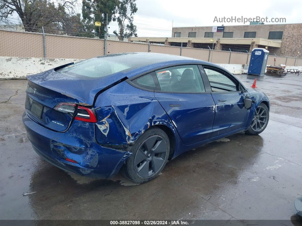 2021 Tesla Model 3 Long Range Dual Motor All-wheel Drive Blue vin: 5YJ3E1EB7MF076711