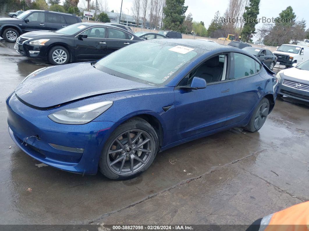 2021 Tesla Model 3 Long Range Dual Motor All-wheel Drive Blue vin: 5YJ3E1EB7MF076711