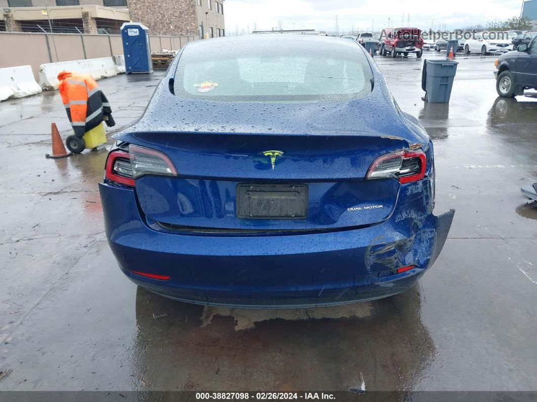 2021 Tesla Model 3 Long Range Dual Motor All-wheel Drive Blue vin: 5YJ3E1EB7MF076711
