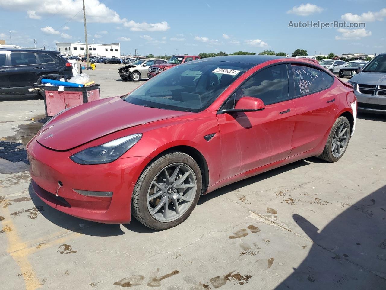 2022 Tesla Model 3  Red vin: 5YJ3E1EB7NF117422