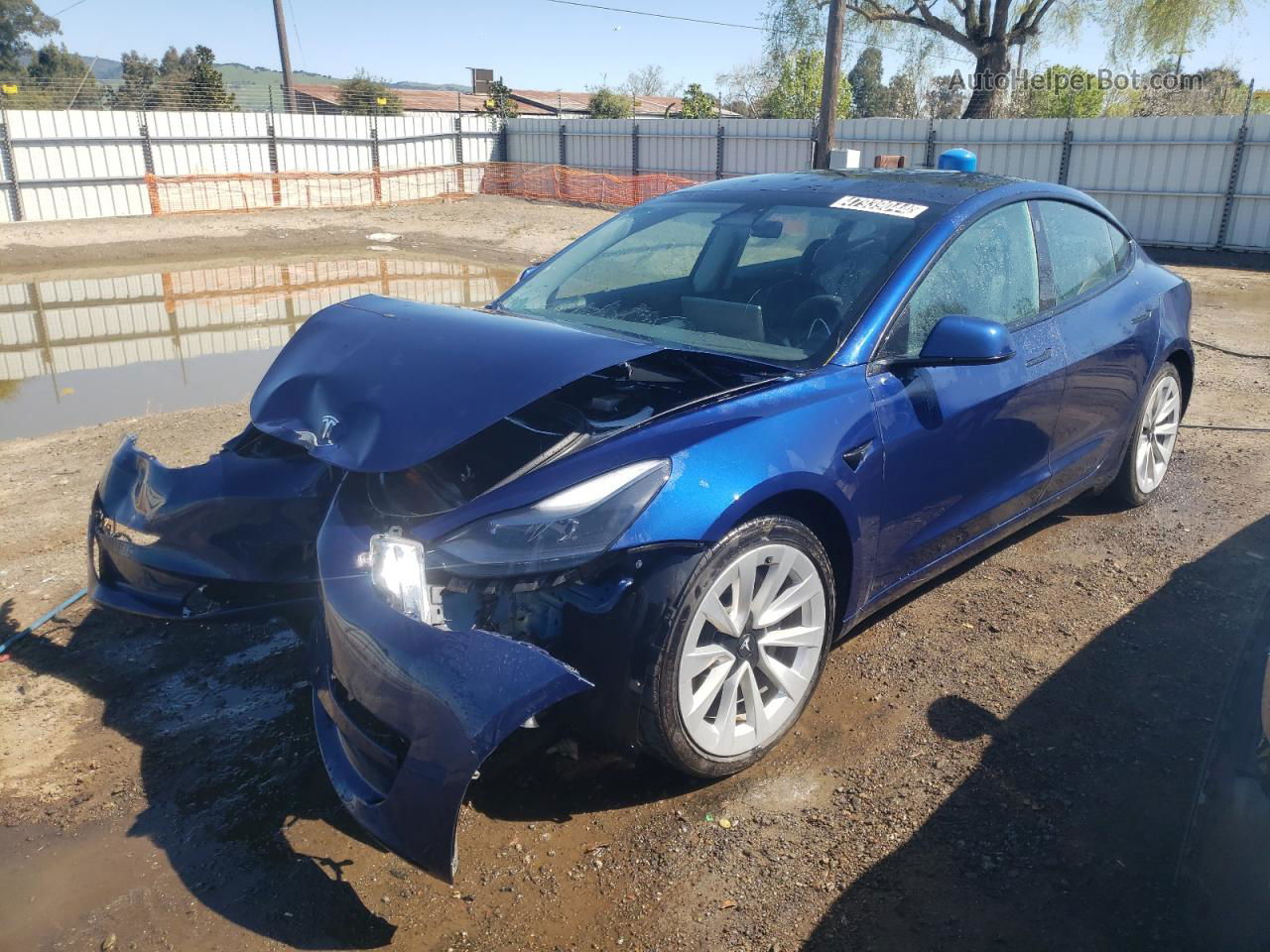 2022 Tesla Model 3  Синий vin: 5YJ3E1EB7NF144202