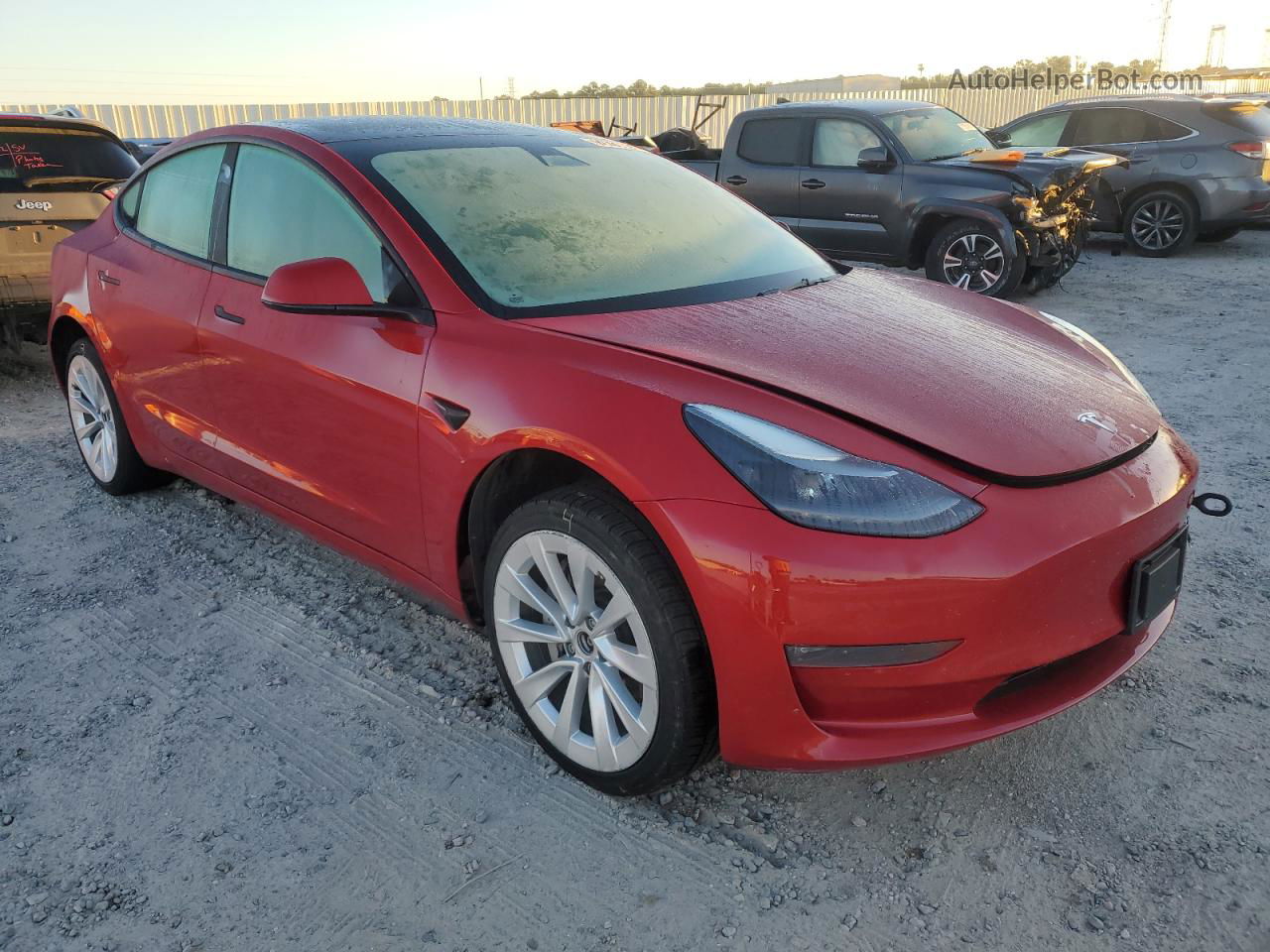 2022 Tesla Model 3  Red vin: 5YJ3E1EB7NF145012