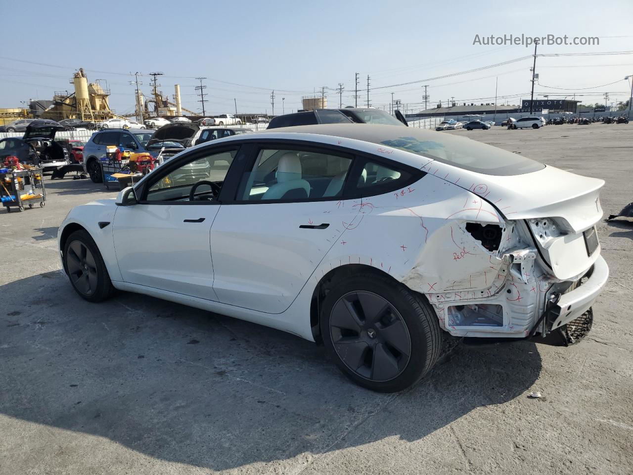 2022 Tesla Model 3  White vin: 5YJ3E1EB7NF311786